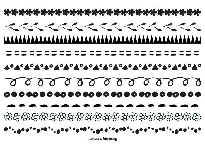 Hand Drawn Style Border Set vector