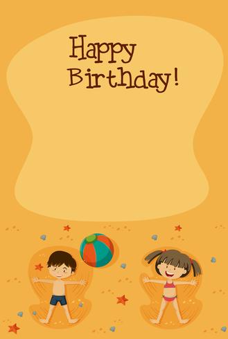 Happy Birthday Card with Kids at the Beach vector