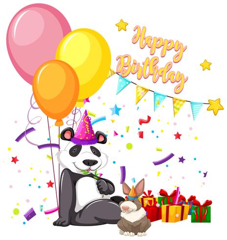 happy birthday panda card vector