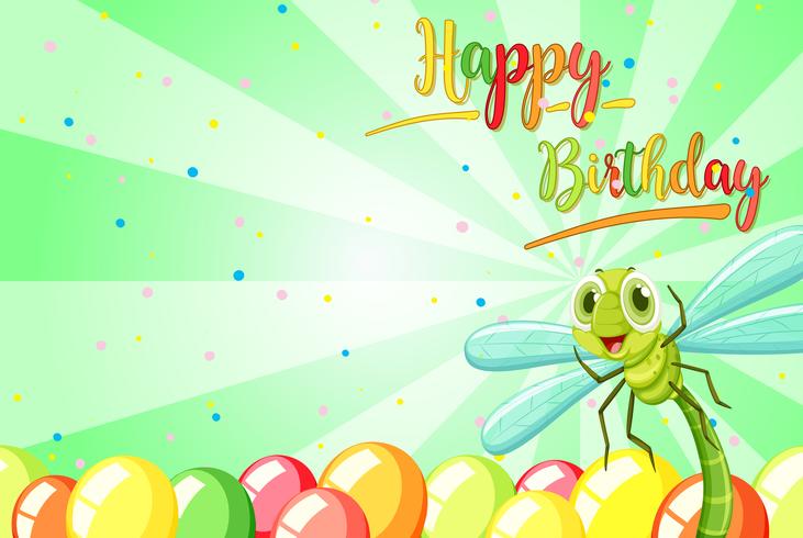 Insect on birthday template vector