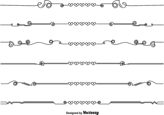 Vector Line Style Dividers With Hearts