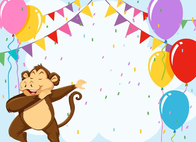 Monkey on birthday template vector