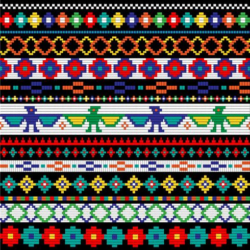 Native American beaded border patterns vector