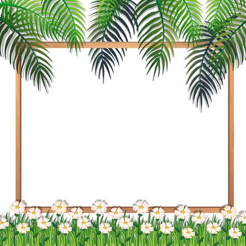 Nature Frame with Flowers and Leaf vector