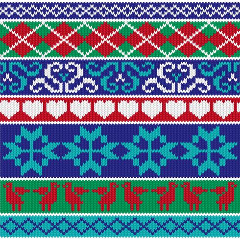 nordic knit border patterns vector