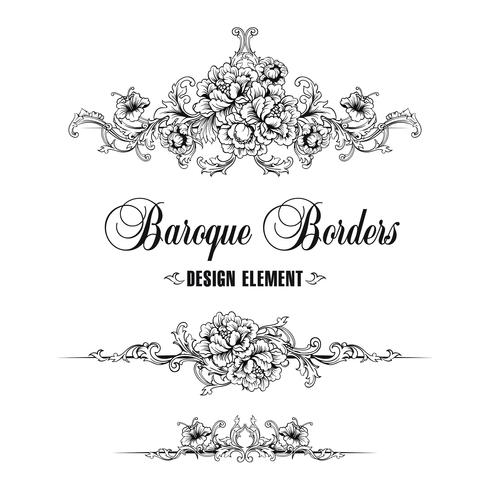 Ornamental border, frame. Baroque pattern.  vector