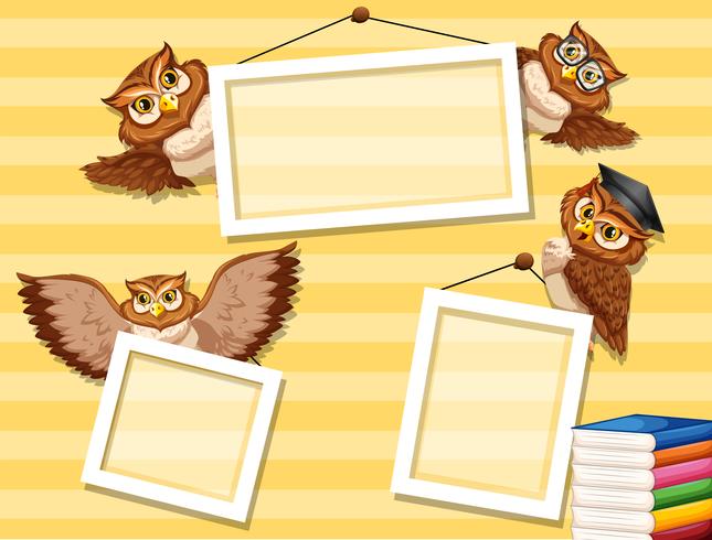 Owl on photo frame vector