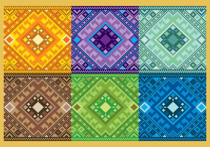 Pixelated Aztec Patterns vector
