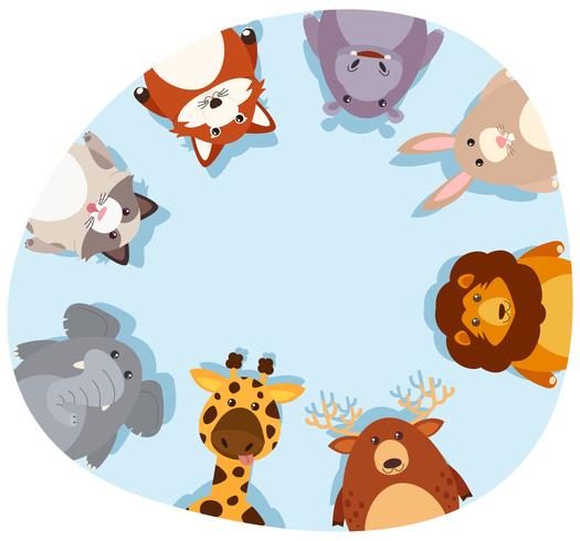 Round border with cute animals vector