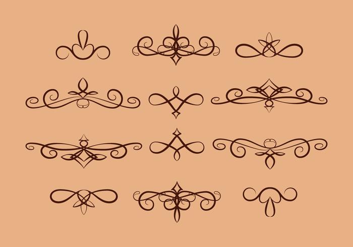 Scrollwork Set on Tan Background vector