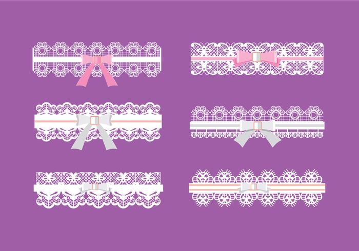 Set of Garter Pattern with Pink and White Ribbon vector