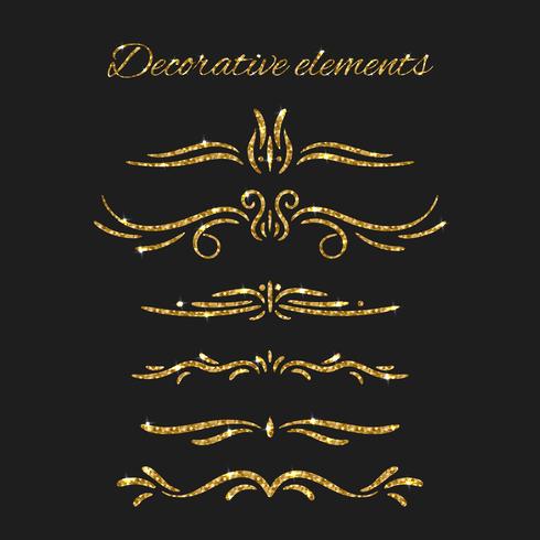 Shiny decorative hand drawn borders with glitter effect vector