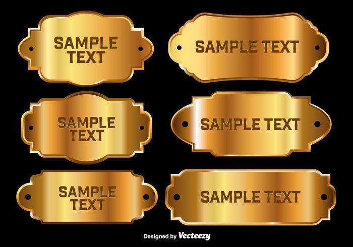 Shiny golden name plates vector