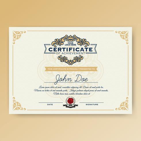 Vintage elegant certificate of achievement vector