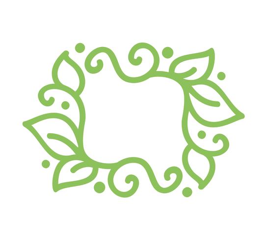 Vector Vintage green monoline calligraphy flourish frame for greeting card