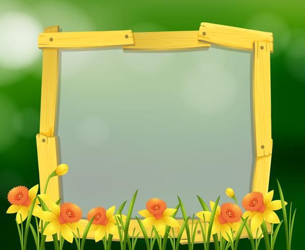 Wooden frame design with yellow flowers vector