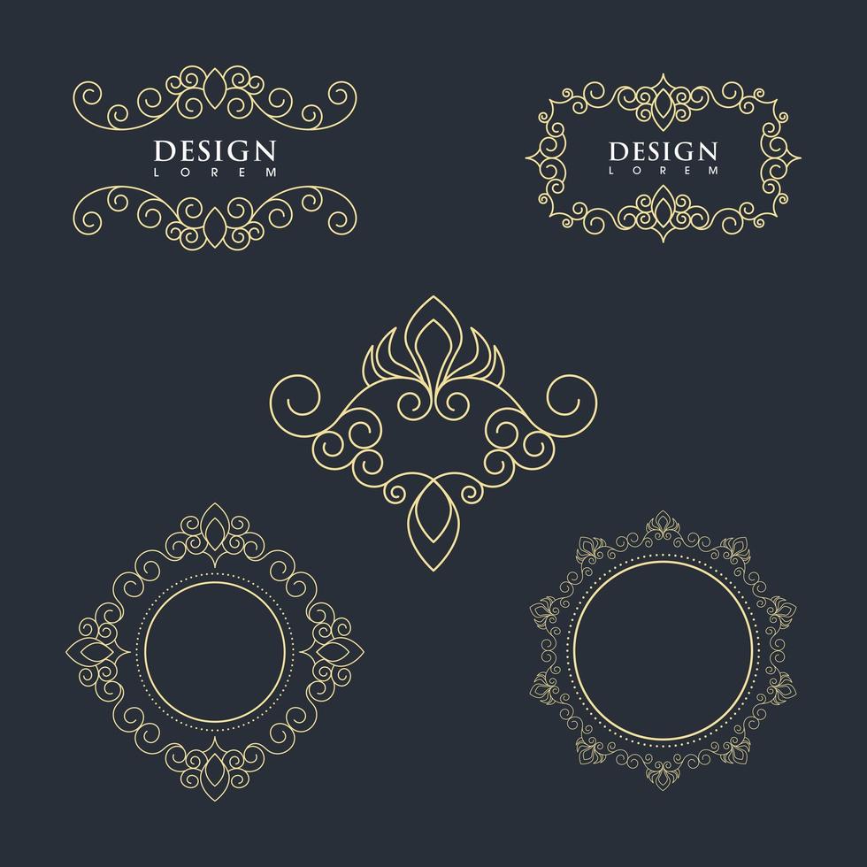 Vintage border line set vector