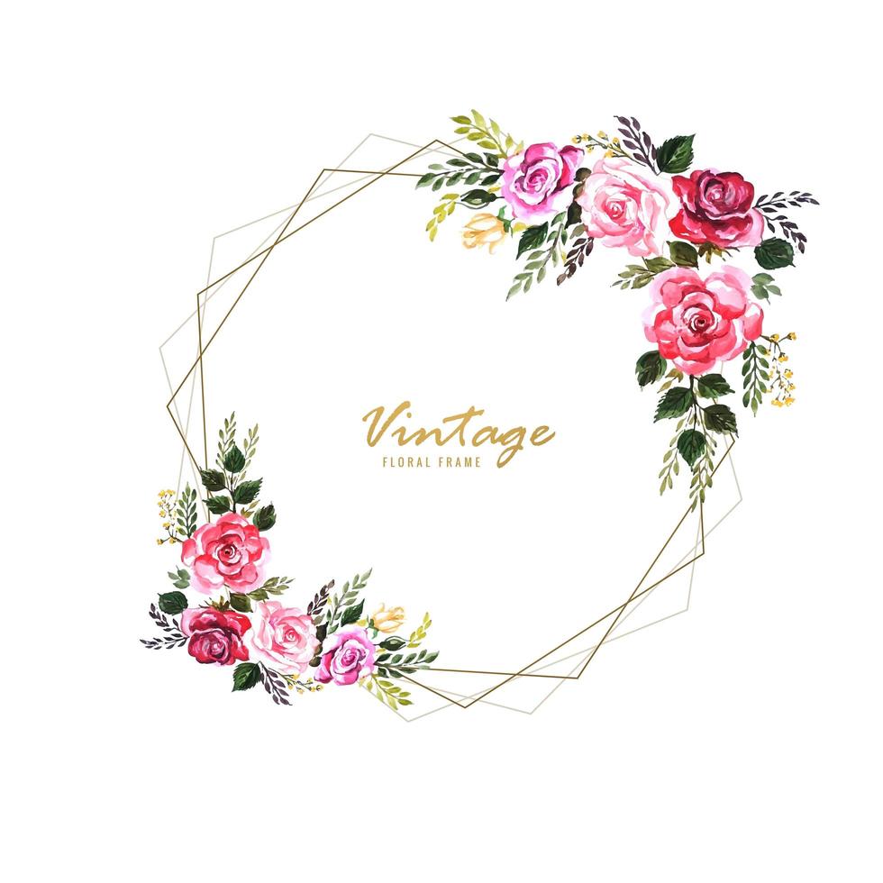 Vintage decorative floral frame with wedding card design vector