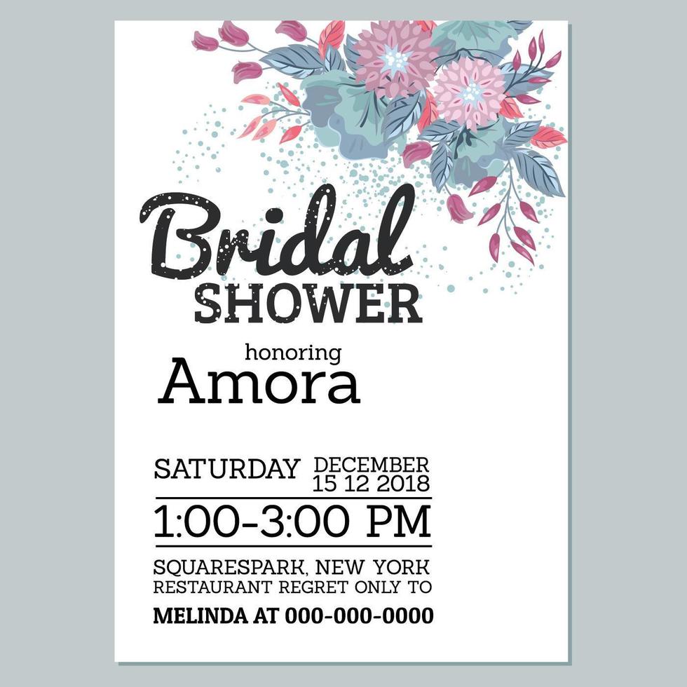 Vintage Floral Bridal Shower Invitation vector