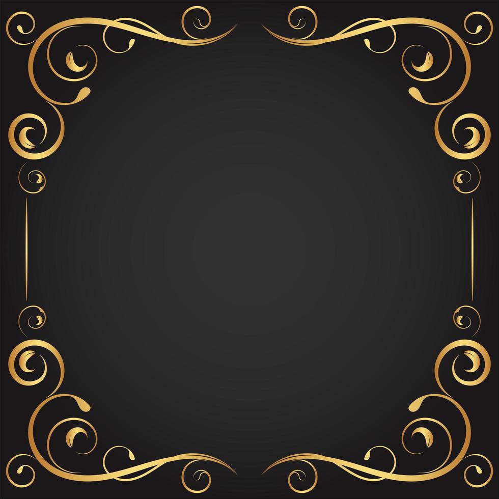 Vintage Gold Curly Flourishes in Square Frame vector