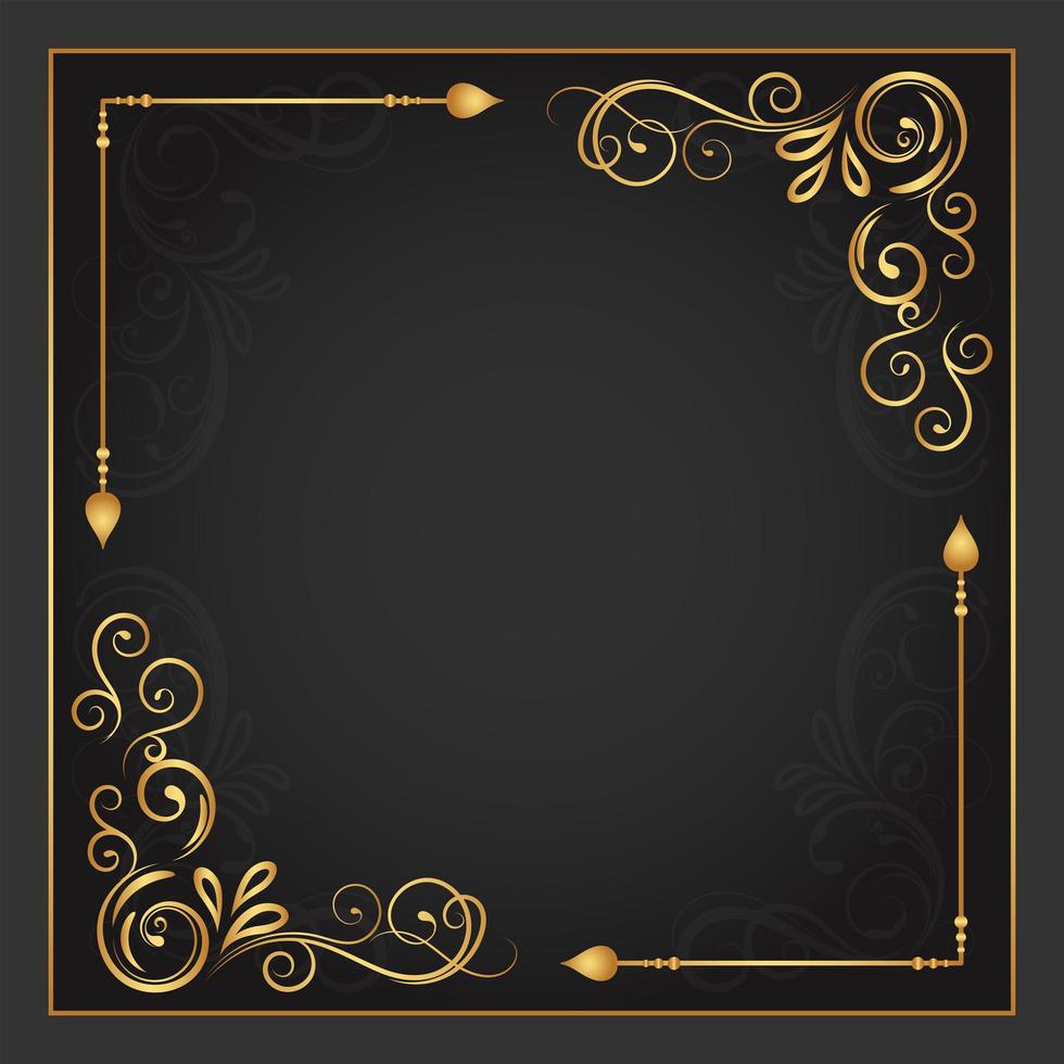 Vintage Gold Flourish in Two Corners Frame vector