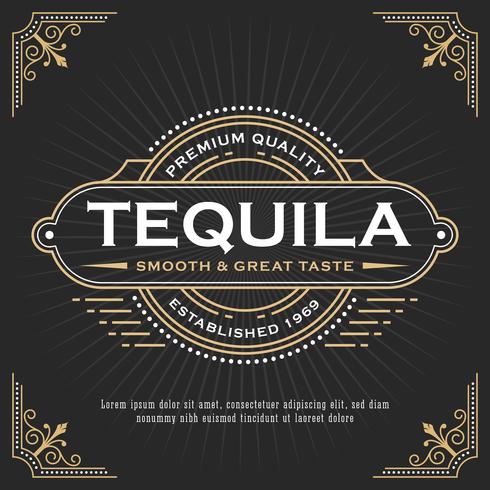 Vintage line frame design for labels, banner, logo, emblem vector