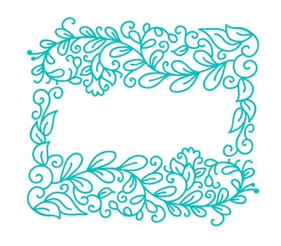 Vintage Turquoise vector monoline calligraphy flourish frame for greeting card