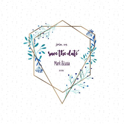 watercolor wedding invitation frame vector