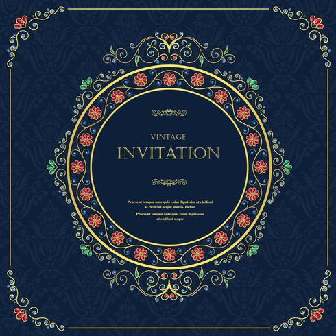 Wedding or invitation card  vintage style  with  crystals  abstract pattern background vector