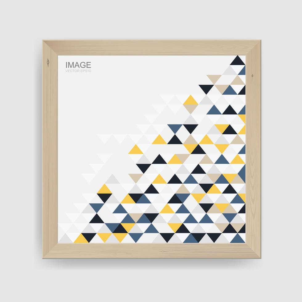 Wooden frame with geometric triangle pattern vector