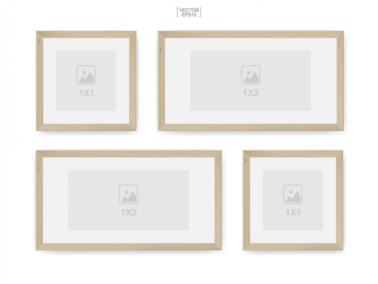 Wooden photo frame or picture frame set vector